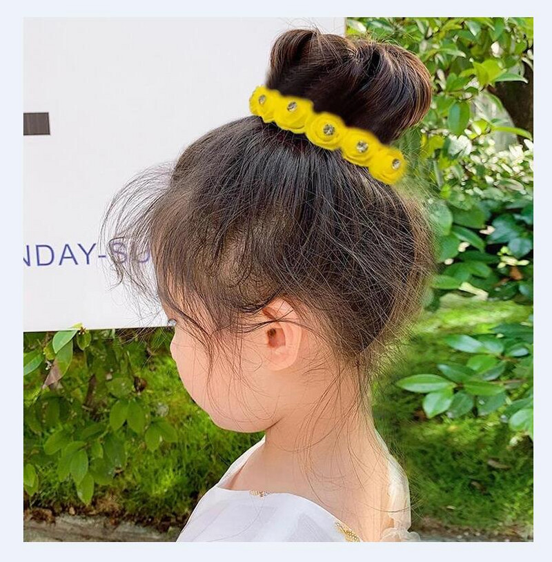 2 buc. PE ROSES Strasuri Elastice Legături de păr Inel frânghie Scrunchie Benzi de păr Suport pentru coadă de cal pentru femei sau fete Accesorii de păr