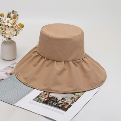 Kapa za zaštitu od sunca s crnim ljepilom Ženska ljetna kapa sa štitnikom od sunca UV zaštita Ribarski šešir Višeslojni šešir s velikim obodom Mekani prozračni