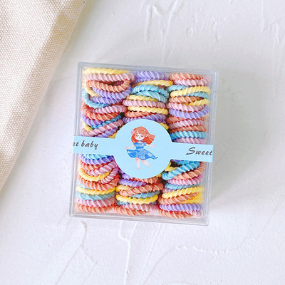 100 buc. Legături de păr mici, fără rănire, benzi elastice de păr din cauciuc, accesorii de păr, piese, suport pentru coadă de cal pentru fetițe, frânghie de păr, bomboane, gumă