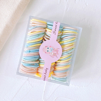 100 buc. Legături de păr mici, fără rănire, benzi elastice de păr din cauciuc, accesorii de păr, piese, suport pentru coadă de cal pentru fetițe, frânghie de păr, bomboane, gumă