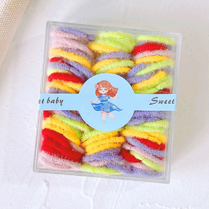 100 buc. Legături de păr mici, fără rănire, benzi elastice de păr din cauciuc, accesorii de păr, piese, suport pentru coadă de cal pentru fetițe, frânghie de păr, bomboane, gumă