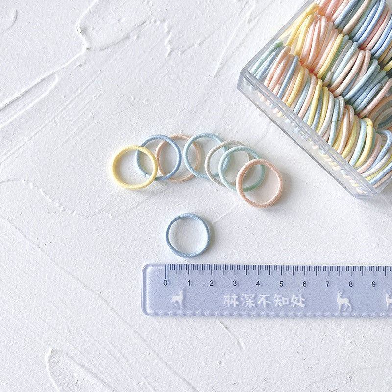 100 buc. Legături de păr mici, fără rănire, benzi elastice de păr din cauciuc, accesorii de păr, piese, suport pentru coadă de cal pentru fetițe, frânghie de păr, bomboane, gumă