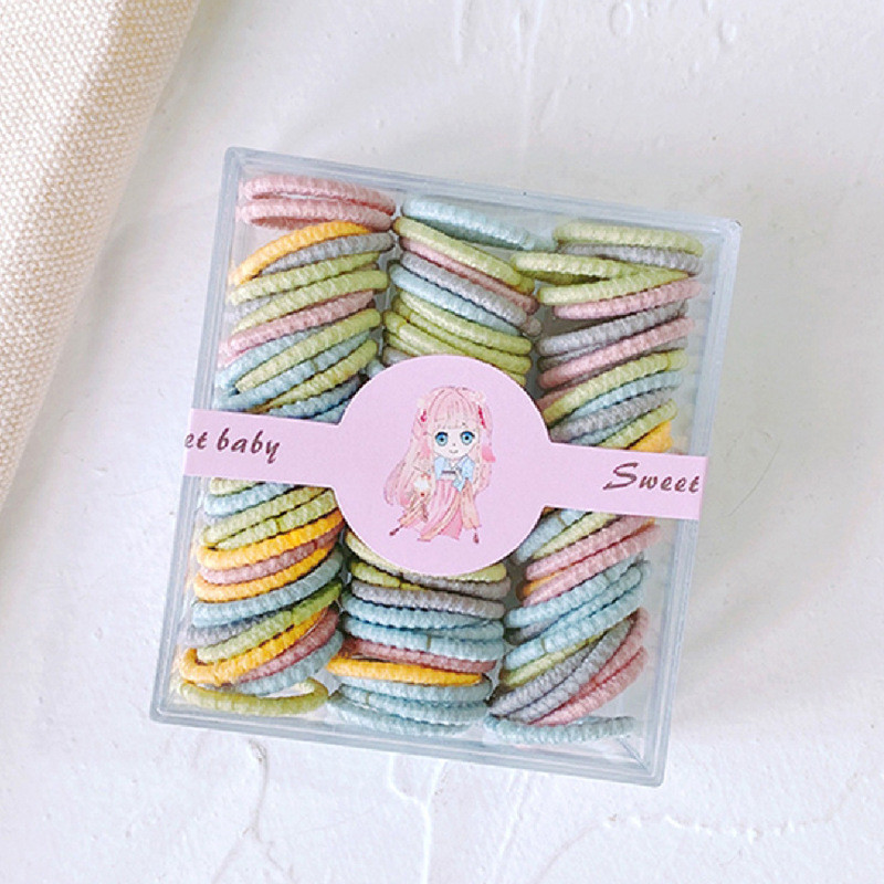 100 buc. Legături de păr mici, fără rănire, benzi elastice de păr din cauciuc, accesorii de păr, piese, suport pentru coadă de cal pentru fetițe, frânghie de păr, bomboane, gumă