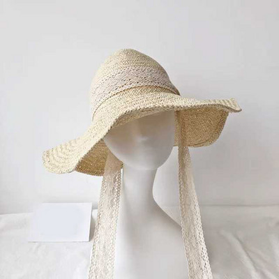 2019 Ljetni ženski šešir za sunčanje Čipkana vrpca Prozračna kapa Kapa s kantom Vizir Krema za sunčanje Sklopivi turistički šešir za plažu Holiday Gorra Mujer