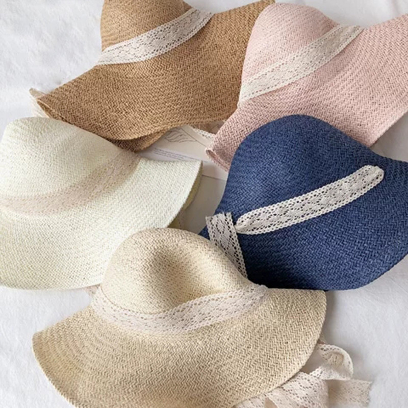 2019 Ljetni ženski šešir za sunčanje Čipkana vrpca Prozračna kapa Kapa s kantom Vizir Krema za sunčanje Sklopivi turistički šešir za plažu Holiday Gorra Mujer