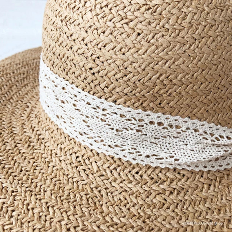 2019 Ljetni ženski šešir za sunčanje Čipkana vrpca Prozračna kapa Kapa s kantom Vizir Krema za sunčanje Sklopivi turistički šešir za plažu Holiday Gorra Mujer