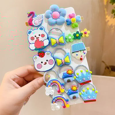 14 bucăți floare de fluture dulce drăguț pentru copii ace de păr pentru copii agrafe de păr pentru bebeluși accesorii pentru fete benzi de păr elastice