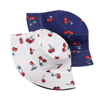 FOXMOTHER Νέο Φθινοπωρινό Navy White Cherry Print Fisherman Caps Καπέλα Γυναικεία Άνδρας Gorras 2021