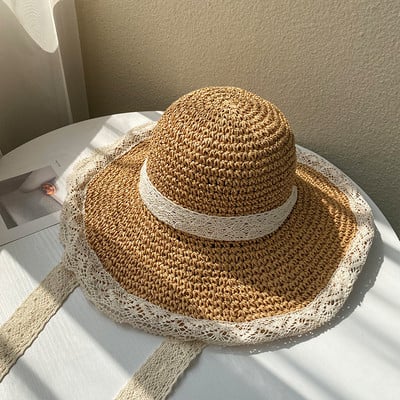 Nyári csipke napozósapka Női strandkalapok, széles karimájú utazósapkák Elegáns Lolita Bucket Hat Ünnepi sapkák női divatos