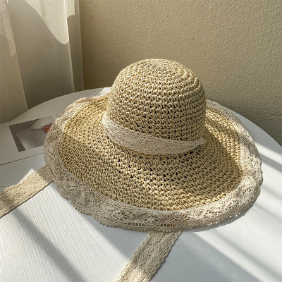 Nyári csipke napozósapka Női strandkalapok, széles karimájú utazósapkák Elegáns Lolita Bucket Hat Ünnepi sapkák női divatos
