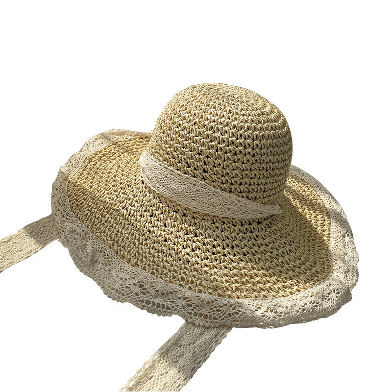 Nyári csipke napozósapka Női strandkalapok, széles karimájú utazósapkák Elegáns Lolita Bucket Hat Ünnepi sapkák női divatos