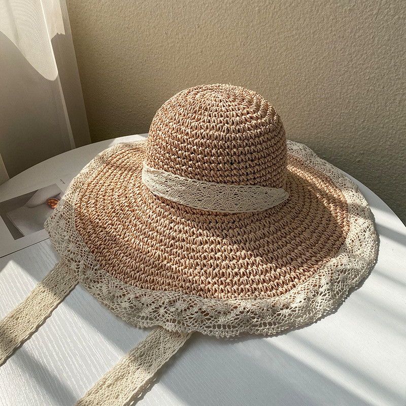 Nyári csipke napozósapka Női strandkalapok, széles karimájú utazósapkák Elegáns Lolita Bucket Hat Ünnepi sapkák női divatos