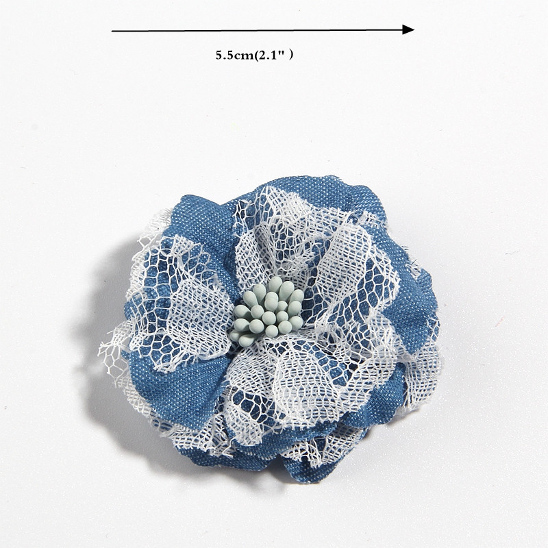 10 vnt. 5,5 cm 2,1 colio aukštos kokybės audinio dirbtinė nėrinių gėlė plaukams aksesuarams šifono gėlių puokštė klipams galvos juosta