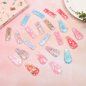 20 ks/sada DIY dievčenské vlasové doplnky PVC flitrované rýchloschnúce farebné jednoslovné sponky do vlasov bez sponiek do vlasov princezná bling čelenka roztomilá pokrývka hlavy