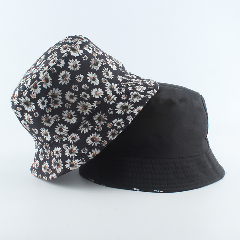 Letný panamský klobúk s potlačou sedmokrások, obojstranný vedrový klobúk pre ženy, slnečná čiapka, dámsky bob klobúk, ženský kvetinový rybársky klobúk