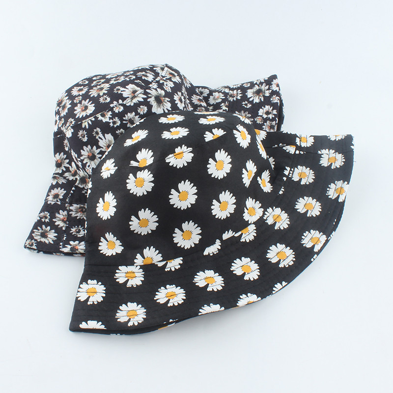 Letný panamský klobúk s potlačou sedmokrások, obojstranný vedrový klobúk pre ženy, slnečná čiapka, dámsky bob klobúk, ženský kvetinový rybársky klobúk