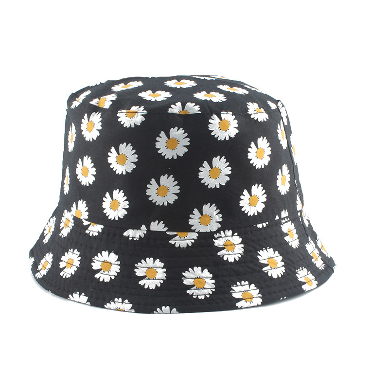 Letný panamský klobúk s potlačou sedmokrások, obojstranný vedrový klobúk pre ženy, slnečná čiapka, dámsky bob klobúk, ženský kvetinový rybársky klobúk