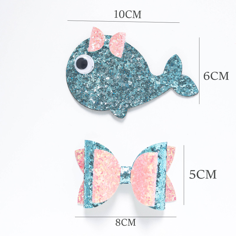 Crtani slatki kit Sjajne ukosnice Mašne za djevojčice Kompleti pokrivala za glavu Svjetlucave kawaii ukosnice Dodaci Djeca Dječje kopče za kosu sa strane