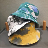 Dvostrana kapa s šiltom, šešir s vedrom, šešir, šešir za sunce, šešir s uličnim trendom, ženski šešir, ribarski šešir s uzorkom bojenom tintom