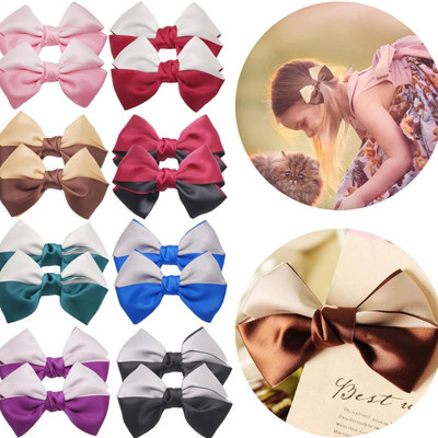 Fundițe de păr pentru fete Fundițe artizanale din pânză satinată Fundițe netede super lucioase pentru fete Accesorii de păr pentru fete de 4 in