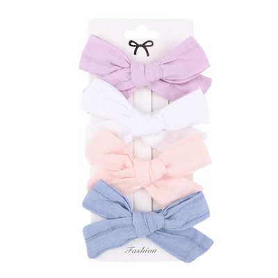 4 ks/sada letných bavlnených ľanových mašličiek do vlasov, detské dievčenské sponky do vlasov, cukríkové farebné mašle, bezpečnostné sponky do vlasov, pokrývky hlavy, vlasové doplnky