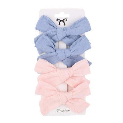 4 ks/sada letných bavlnených ľanových mašličiek do vlasov, detské dievčenské sponky do vlasov, cukríkové farebné mašle, bezpečnostné sponky do vlasov, pokrývky hlavy, vlasové doplnky