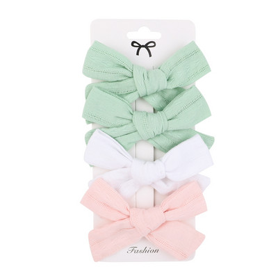 4 ks/sada letných bavlnených ľanových mašličiek do vlasov, detské dievčenské sponky do vlasov, cukríkové farebné mašle, bezpečnostné sponky do vlasov, pokrývky hlavy, vlasové doplnky