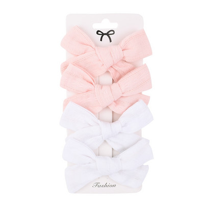 4 ks/sada letných bavlnených ľanových mašličiek do vlasov, detské dievčenské sponky do vlasov, cukríkové farebné mašle, bezpečnostné sponky do vlasov, pokrývky hlavy, vlasové doplnky