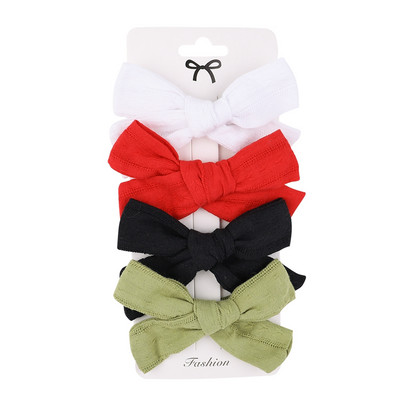 4 ks/sada letných bavlnených ľanových mašličiek do vlasov, detské dievčenské sponky do vlasov, cukríkové farebné mašle, bezpečnostné sponky do vlasov, pokrývky hlavy, vlasové doplnky