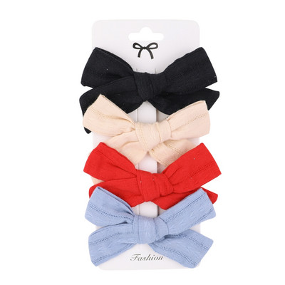 4 ks/sada letných bavlnených ľanových mašličiek do vlasov, detské dievčenské sponky do vlasov, cukríkové farebné mašle, bezpečnostné sponky do vlasov, pokrývky hlavy, vlasové doplnky