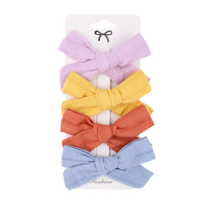 4 ks/sada letných bavlnených ľanových mašličiek do vlasov, detské dievčenské sponky do vlasov, cukríkové farebné mašle, bezpečnostné sponky do vlasov, pokrývky hlavy, vlasové doplnky