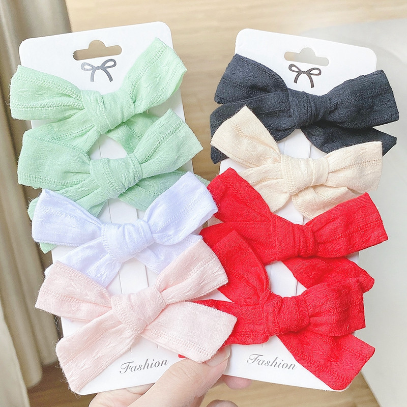 4 ks/sada letných bavlnených ľanových mašličiek do vlasov, detské dievčenské sponky do vlasov, cukríkové farebné mašle, bezpečnostné sponky do vlasov, pokrývky hlavy, vlasové doplnky