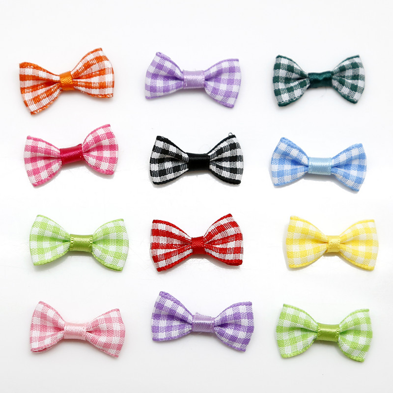 3X1.5cm Mini fundă colorată în carouri, fundă din satin, pentru agrafe de păr pentru fete și accesoriu de meșteșuguri pentru îmbrăcăminte