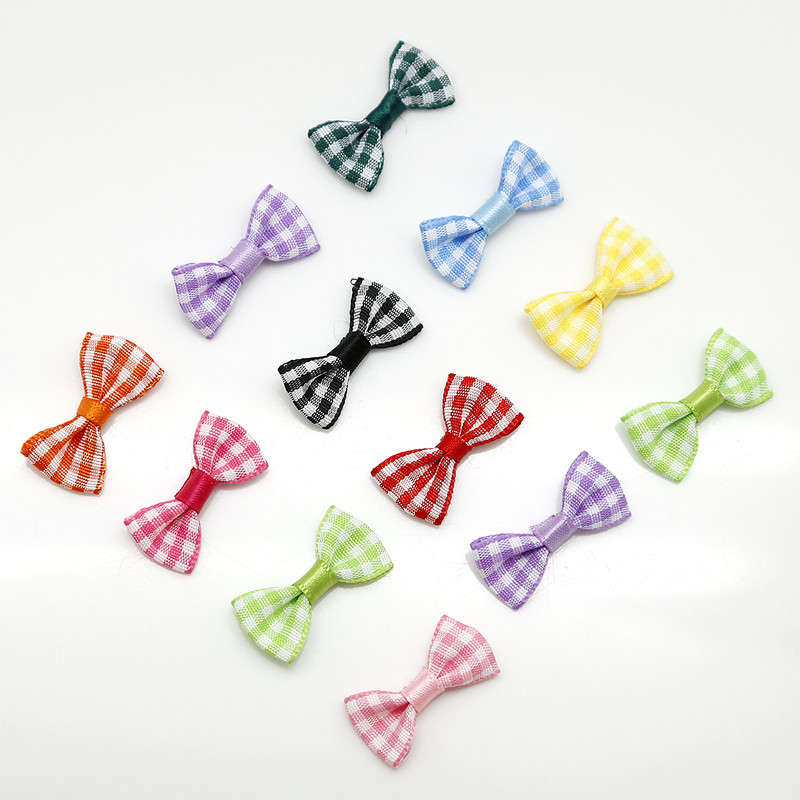 3X1.5cm Mini fundă colorată în carouri, fundă din satin, pentru agrafe de păr pentru fete și accesoriu de meșteșuguri pentru îmbrăcăminte