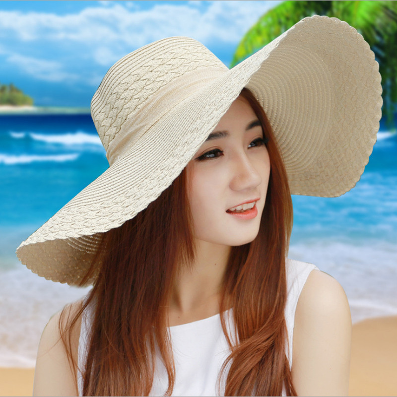 Ženski šešir za sunčanje 2022. Ljetni ženski šešir sa širokim obodom protiv UV zračenja Ženski jednobojni ljetni slamnati šeširi s obodom za žene Šešir za plažu s obodom