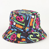 Pamut színes graffiti vödörsapka Halászsapka kültéri utazósapka napsapka Női sapkák 271