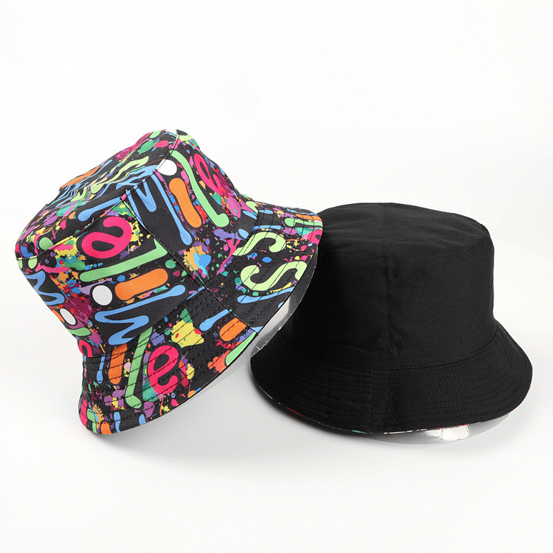 Pamut színes graffiti vödörsapka Halászsapka kültéri utazósapka napsapka Női sapkák 271