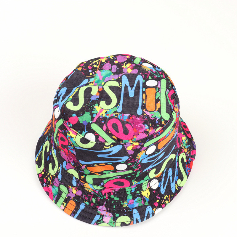 Pamut színes graffiti vödörsapka Halászsapka kültéri utazósapka napsapka Női sapkák 271