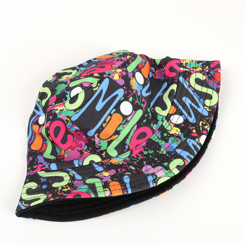 Pamut színes graffiti vödörsapka Halászsapka kültéri utazósapka napsapka Női sapkák 271