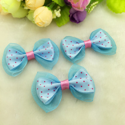 Безплатна доставка 10 бр. 55 мм * 35 мм сатенена панделка от органза, дантелен лък, апликации/занаяти/сватбена украса Изберете цветове #F005