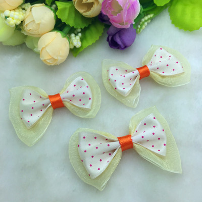 Безплатна доставка 10 бр. 55 мм * 35 мм сатенена панделка от органза, дантелен лък, апликации/занаяти/сватбена украса Изберете цветове #F005