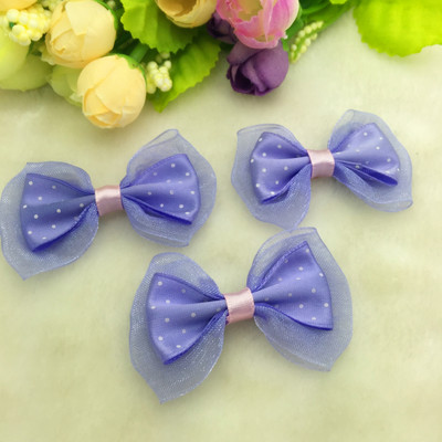 Безплатна доставка 10 бр. 55 мм * 35 мм сатенена панделка от органза, дантелен лък, апликации/занаяти/сватбена украса Изберете цветове #F005