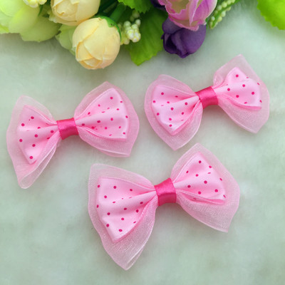 Безплатна доставка 10 бр. 55 мм * 35 мм сатенена панделка от органза, дантелен лък, апликации/занаяти/сватбена украса Изберете цветове #F005