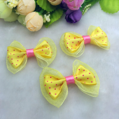 Безплатна доставка 10 бр. 55 мм * 35 мм сатенена панделка от органза, дантелен лък, апликации/занаяти/сватбена украса Изберете цветове #F005