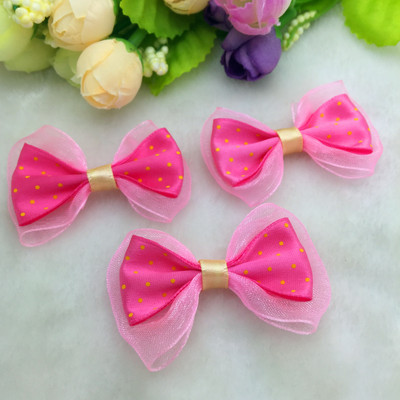 Безплатна доставка 10 бр. 55 мм * 35 мм сатенена панделка от органза, дантелен лък, апликации/занаяти/сватбена украса Изберете цветове #F005