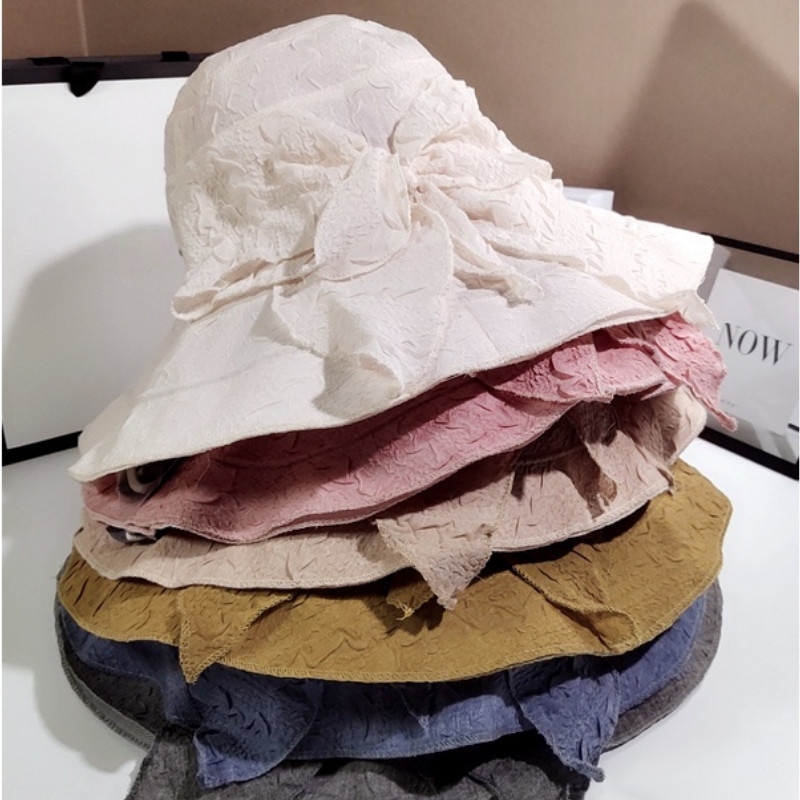 Nauja Moteriška skrybėlė nuo saulės plačių kraštų vasarinės kepurės moterims Madinga paplūdimio gatvės apsauga nuo saulės kibiro kepurė Moteriški dangteliai nuo saulės