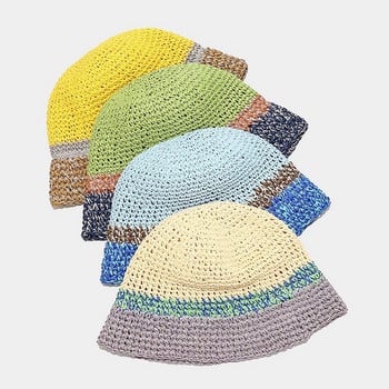 LDSLYJR 2022 Cotton Patchwork Color Bucket Καπέλο εξωτερικού χώρου ταξιδιού για γυναίκες 125