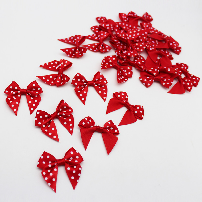 50kom Mašna od satenske vrpce DIY Dodaci za dekoraciju Točkasti otisnuti cvijet od vrpce 45 MM Mašna od satenske vrpce sa zlatnim rubom 5/8"