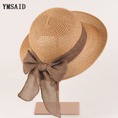 Novi modni ravni šešir za sunce Ženski ljetni slamnati šeširi s mašnom za žene Pokrivala za plažu 6 boja chapeau femme Poklon