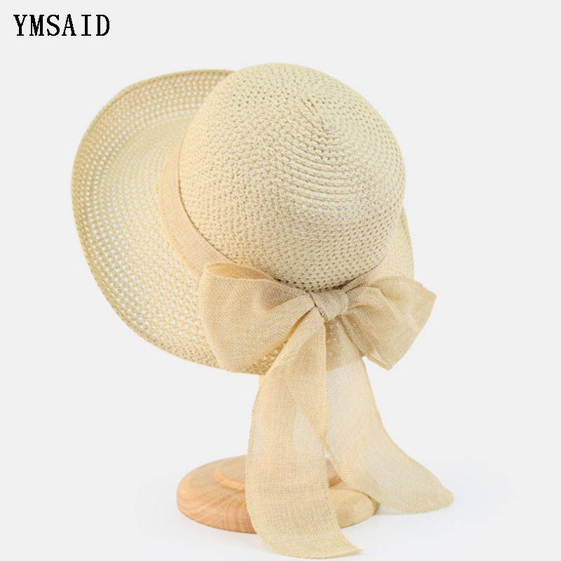 Novi modni ravni šešir za sunce Ženski ljetni slamnati šeširi s mašnom za žene Pokrivala za plažu 6 boja chapeau femme Poklon